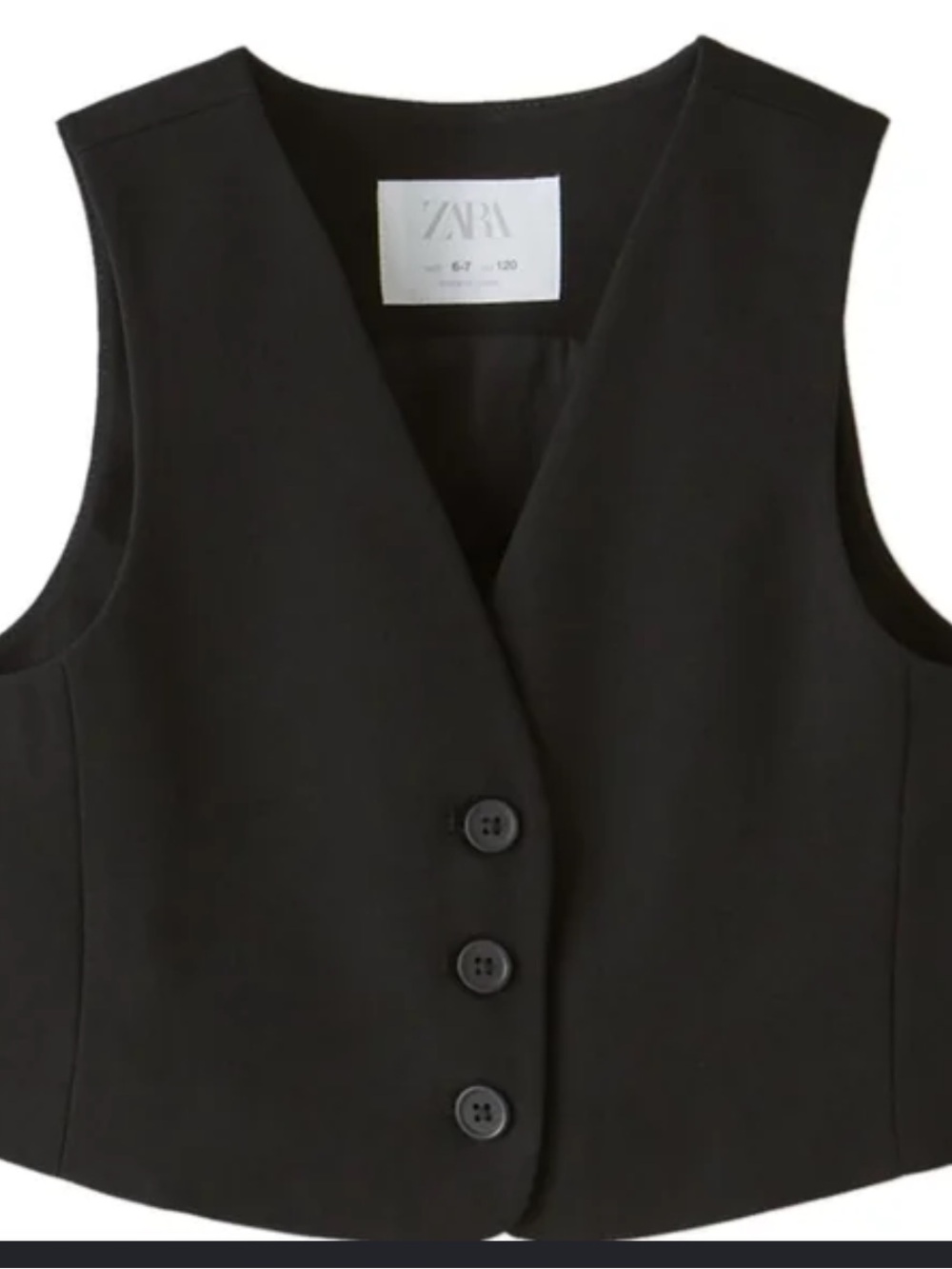Zara Black Cropped Vest with Button Front